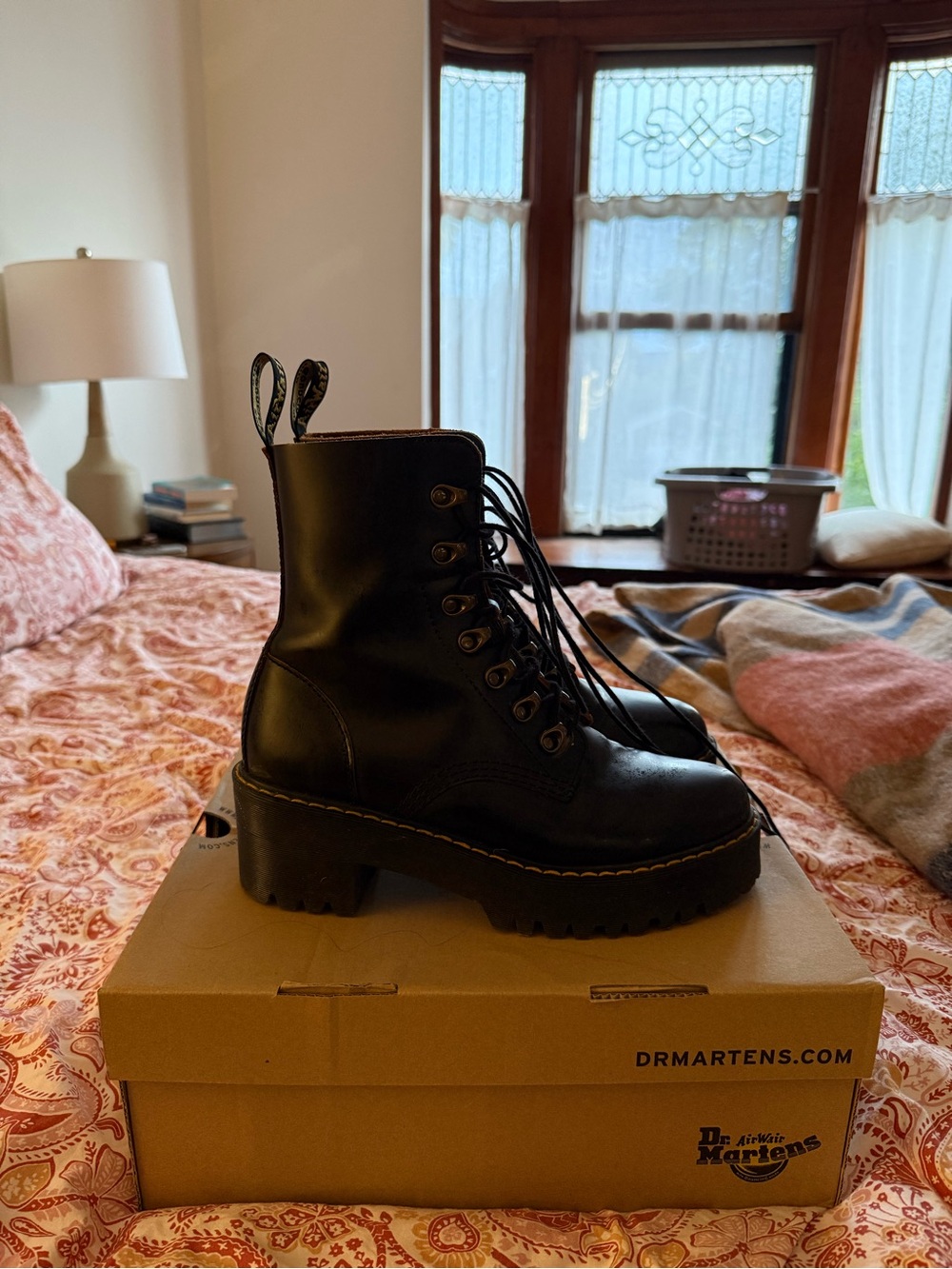 Dr. Martens Leona Women's Black Lace-Up Platform Combat Boots